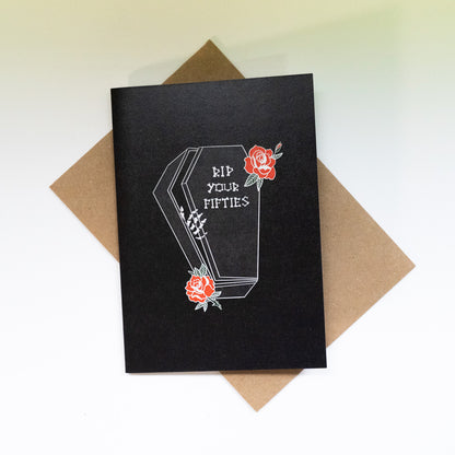RIP Your Fifties Coffin Gothic 60th Birthday Card