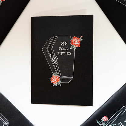 RIP Your Fifties Coffin Gothic 60th Birthday Card