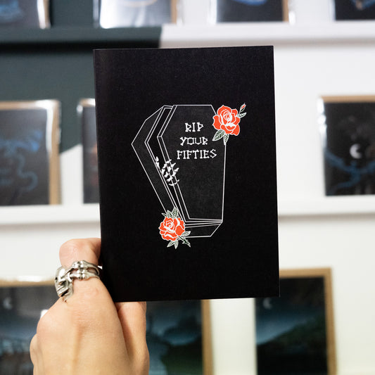 RIP Your Fifties Coffin Gothic 60th Birthday Card