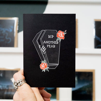 RIP Another Year Coffin Gothic Birthday Card
