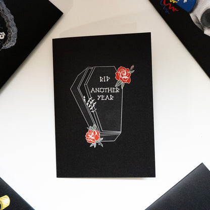 RIP Another Year Coffin Gothic Birthday Card