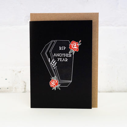 RIP Another Year Coffin Gothic Birthday Card