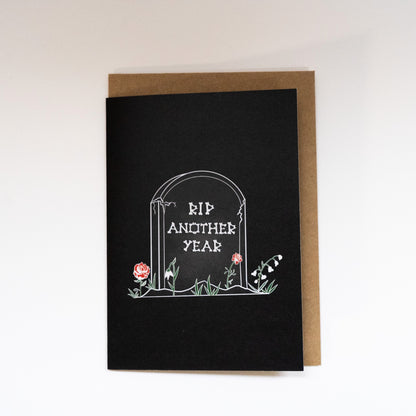 RIP Another Year Gravestone Gothic Birthday Card