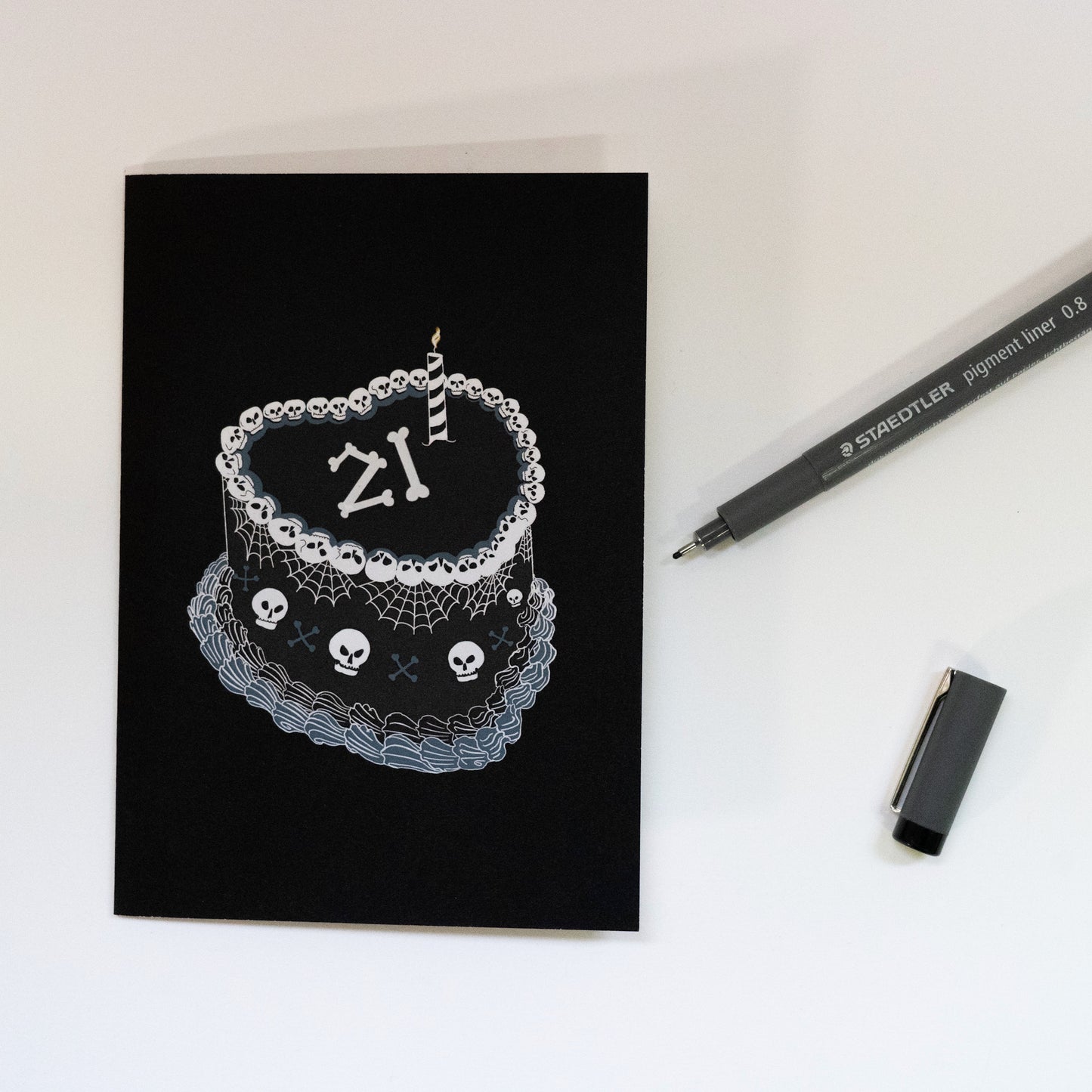 21st Gothic Birthday Cake Greetings Card