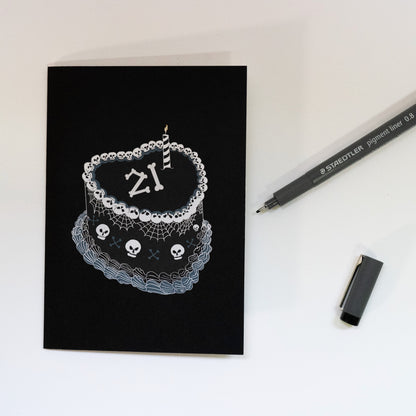 21st Gothic Birthday Cake Greetings Card