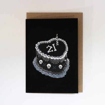 21st Gothic Birthday Cake Greetings Card