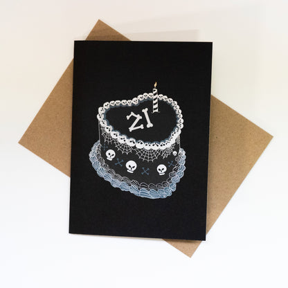 21st Gothic Birthday Cake Greetings Card