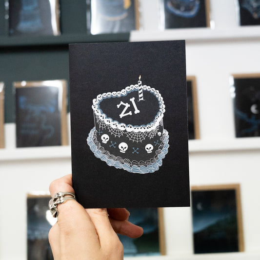 21st Gothic Birthday Cake Greetings Card