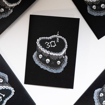 30th Gothic Birthday Cake Greetings Card