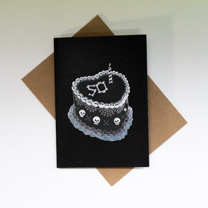50th Gothic Birthday Cake Greetings Card