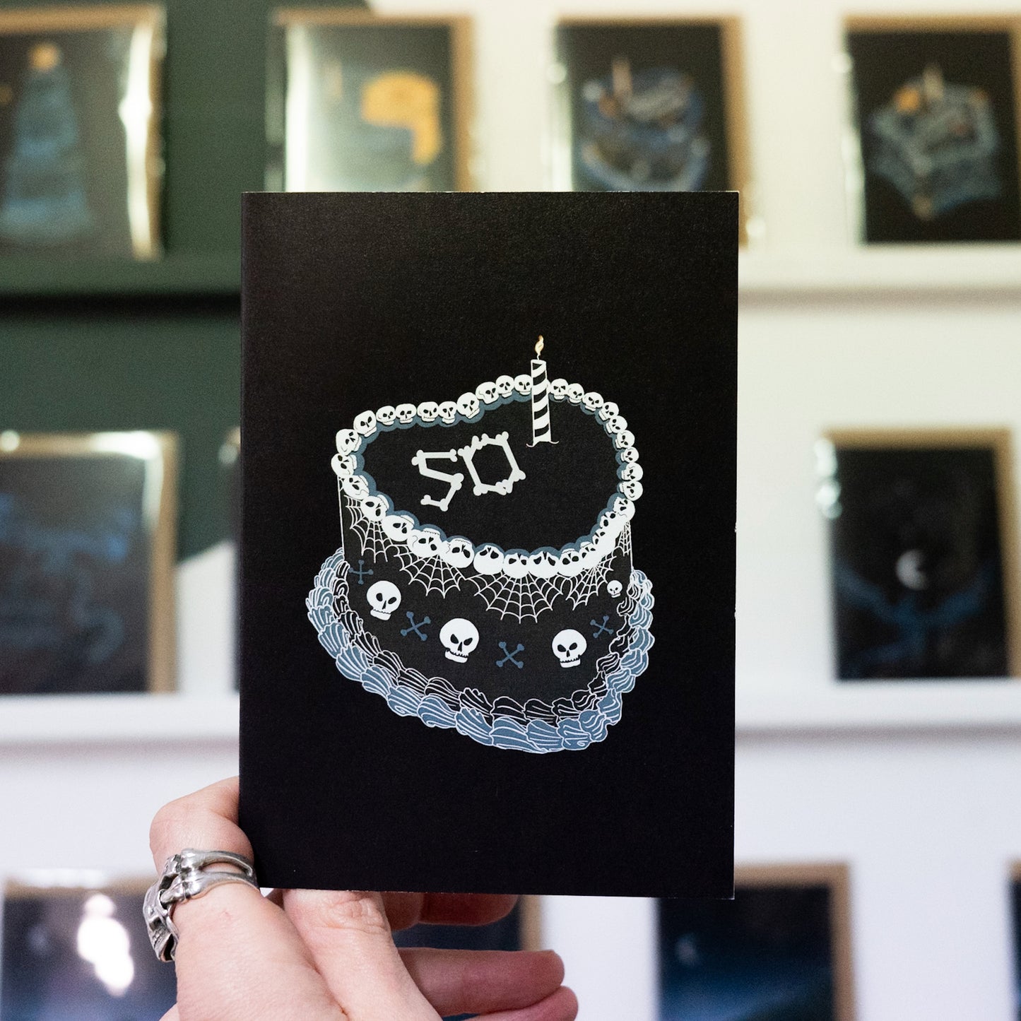 50th Gothic Birthday Cake Greetings Card