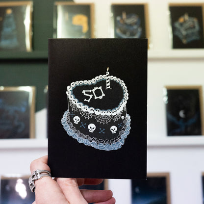 50th Gothic Birthday Cake Greetings Card