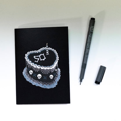 50th Gothic Birthday Cake Greetings Card