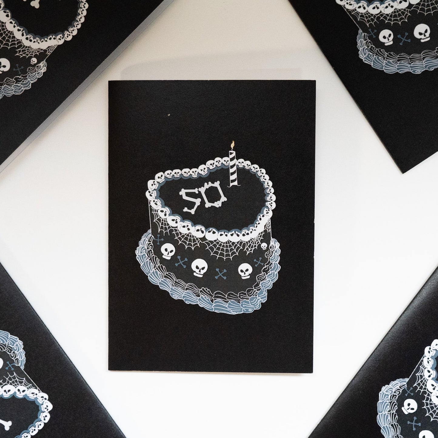 50th Gothic Birthday Cake Greetings Card