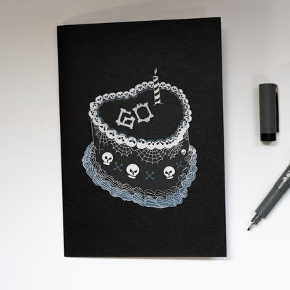 60th Gothic Birthday Cake Greetings Card
