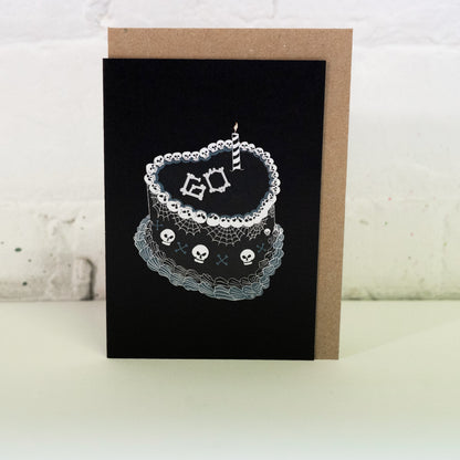 60th Gothic Birthday Cake Greetings Card
