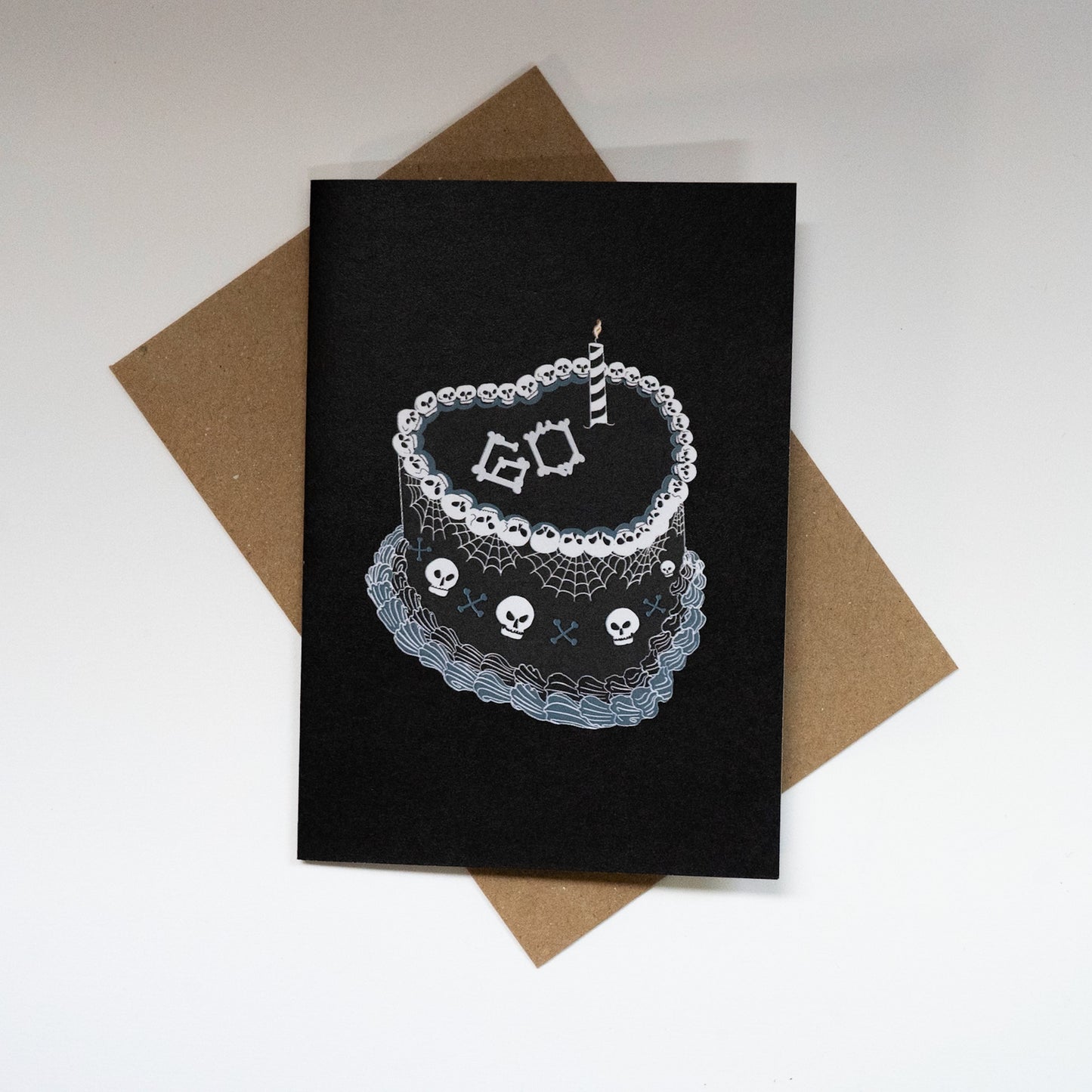 60th Gothic Birthday Cake Greetings Card