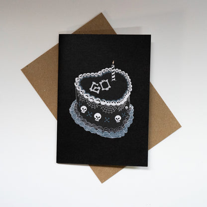 60th Gothic Birthday Cake Greetings Card