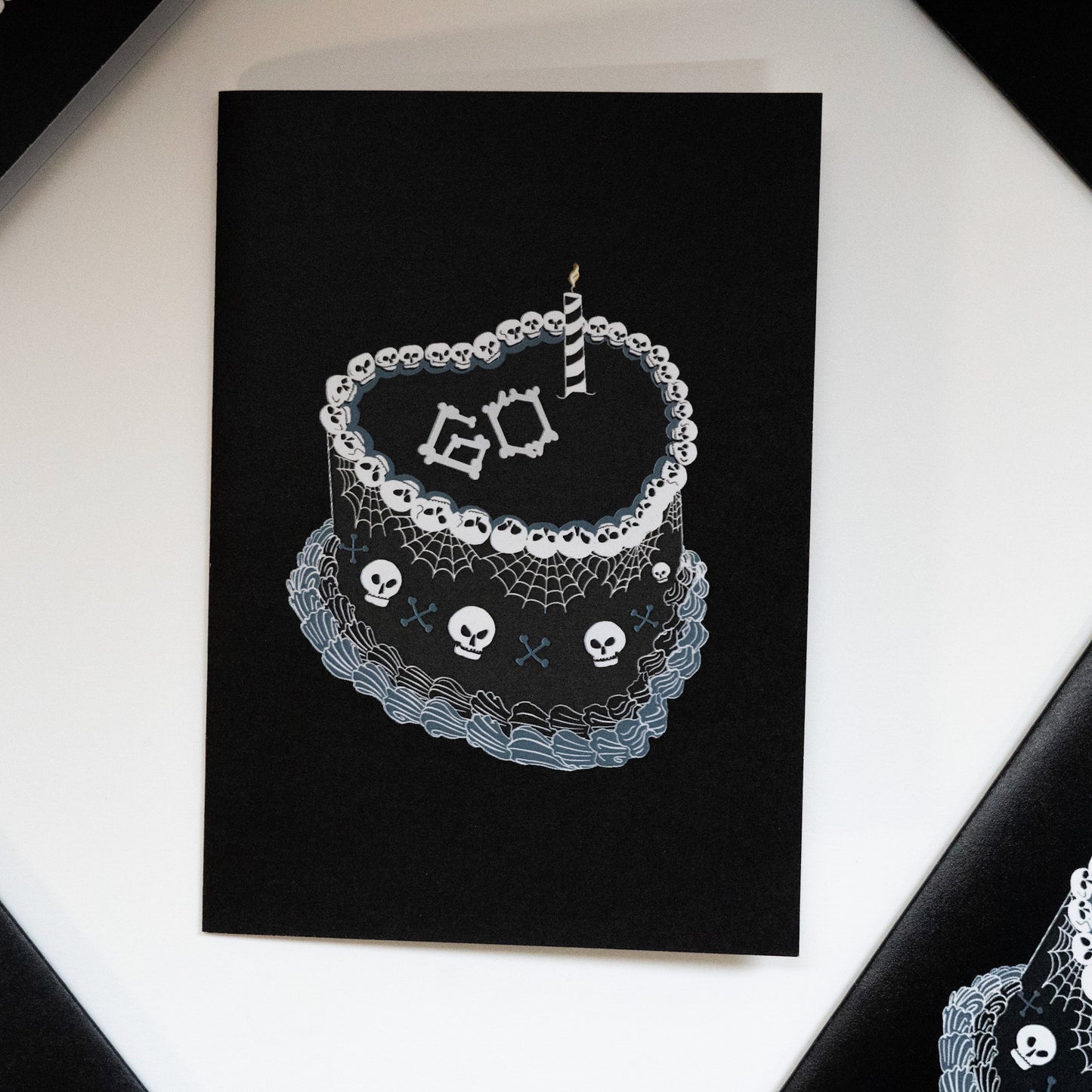 60th Gothic Birthday Cake Greetings Card