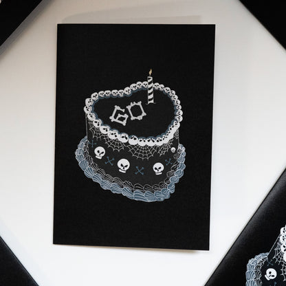 60th Gothic Birthday Cake Greetings Card