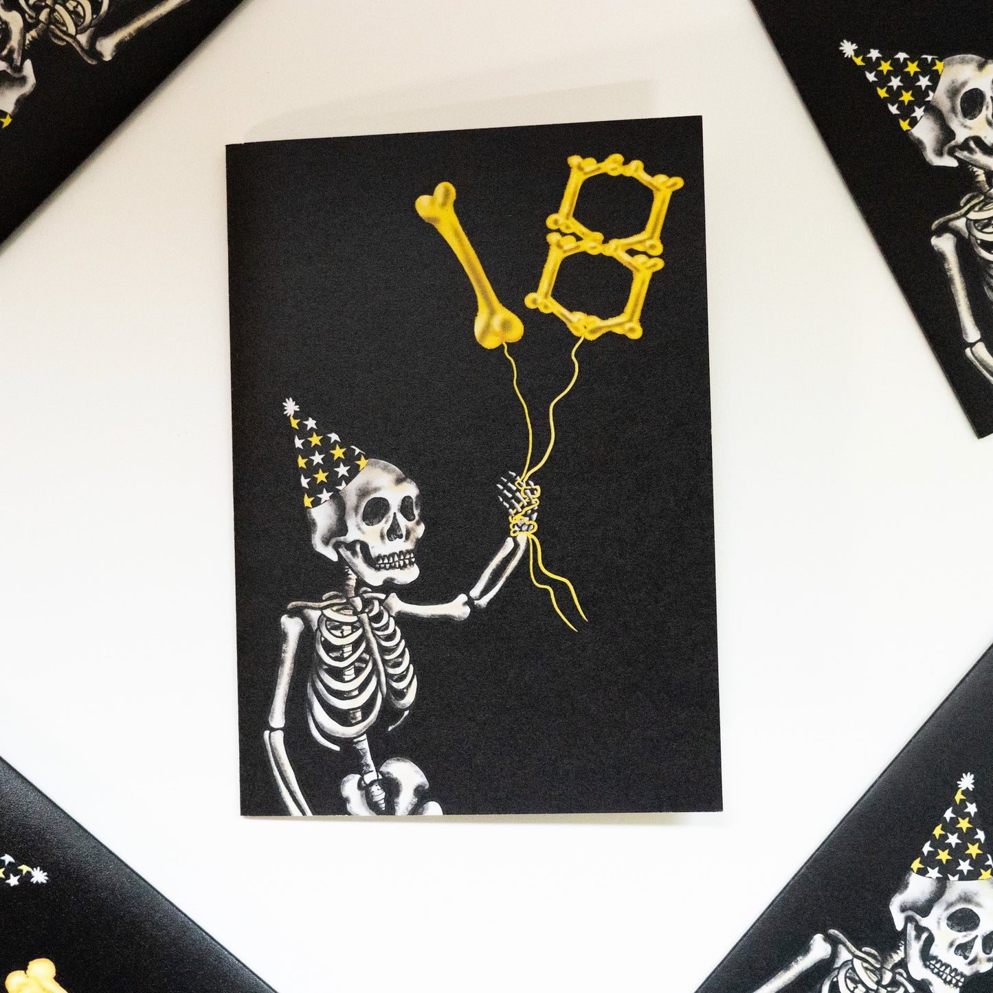 18th Balloon Skeleton Gothic Birthday Card