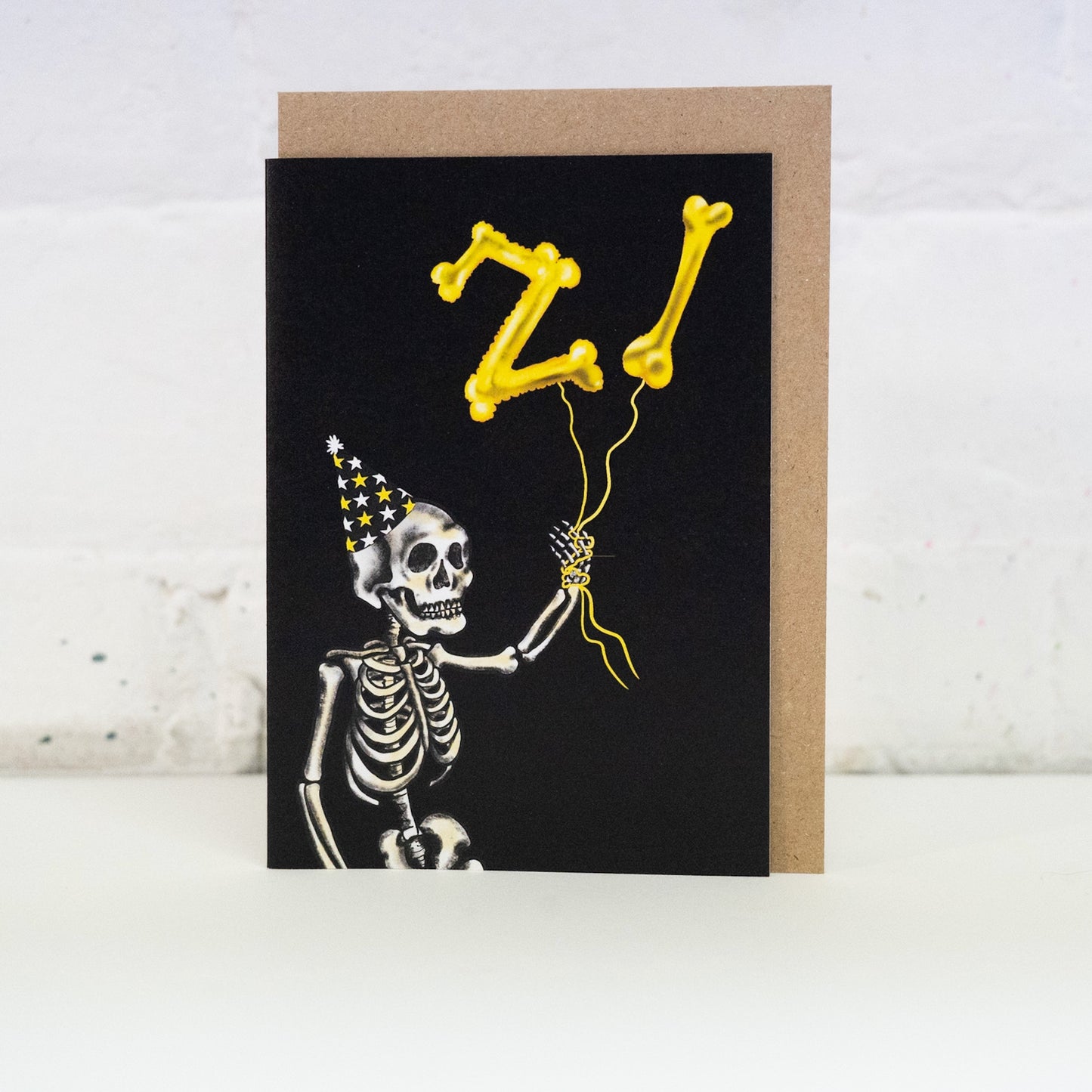 21st Balloon Skeleton Gothic Birthday Card