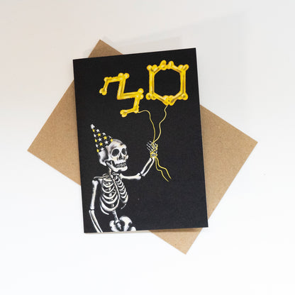 30 Balloon Skeleton Gothic Birthday Card