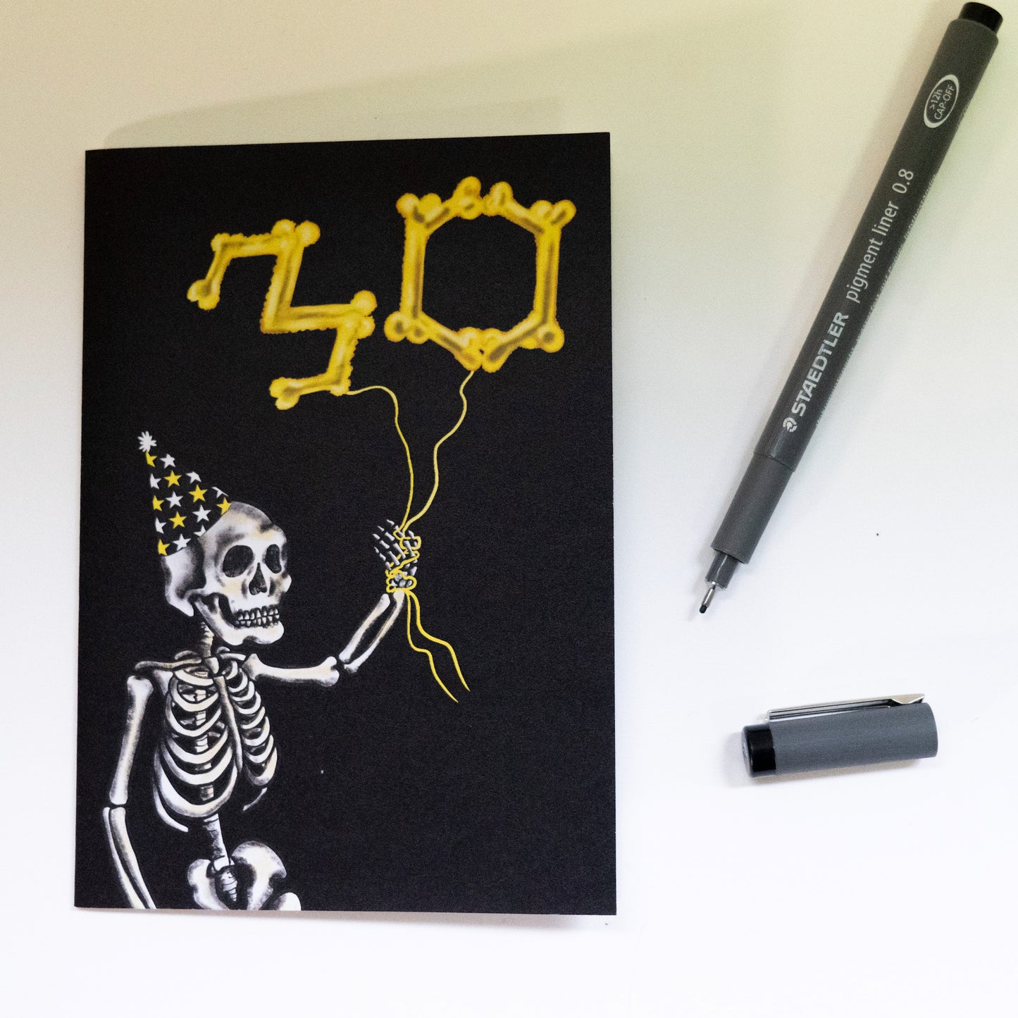 30 Balloon Skeleton Gothic Birthday Card
