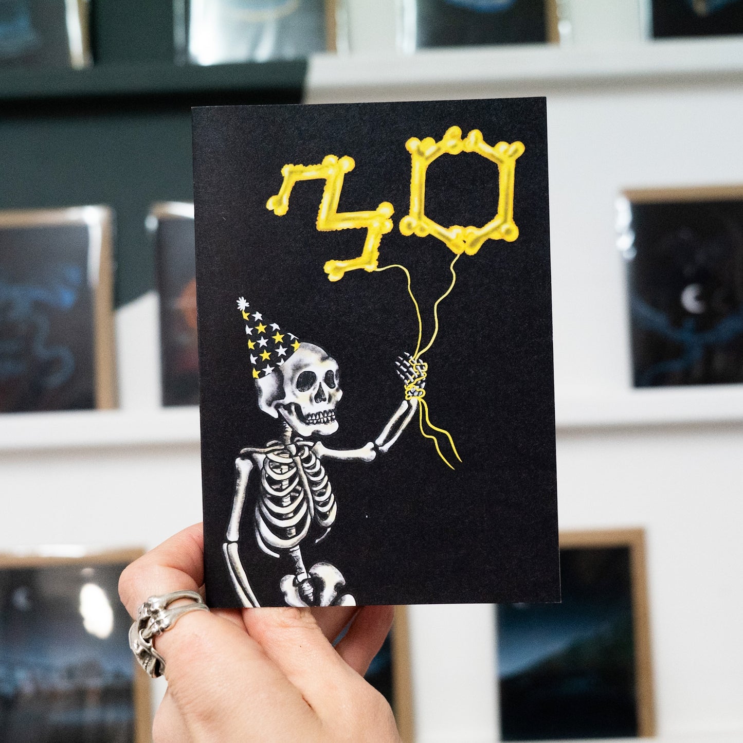 30 Balloon Skeleton Gothic Birthday Card