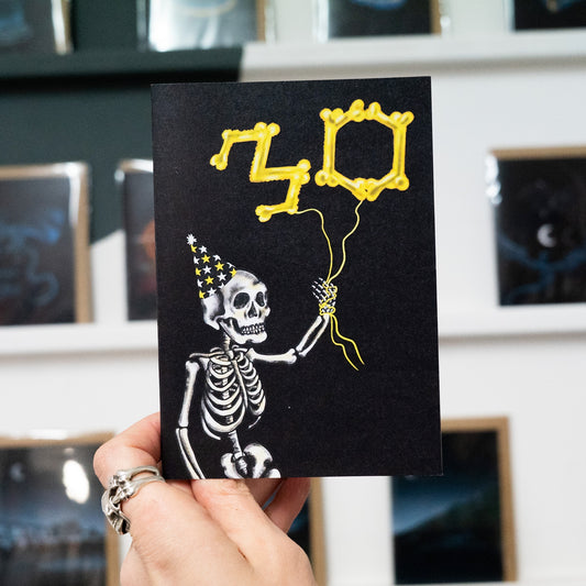 30 Balloon Skeleton Gothic Birthday Card