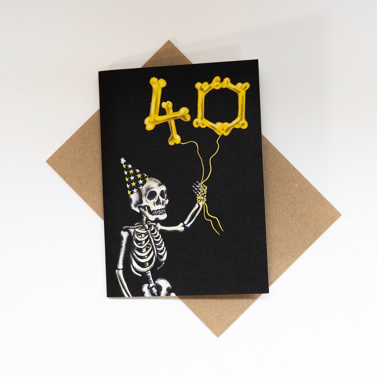 40 Balloon Skeleton Gothic Birthday Card