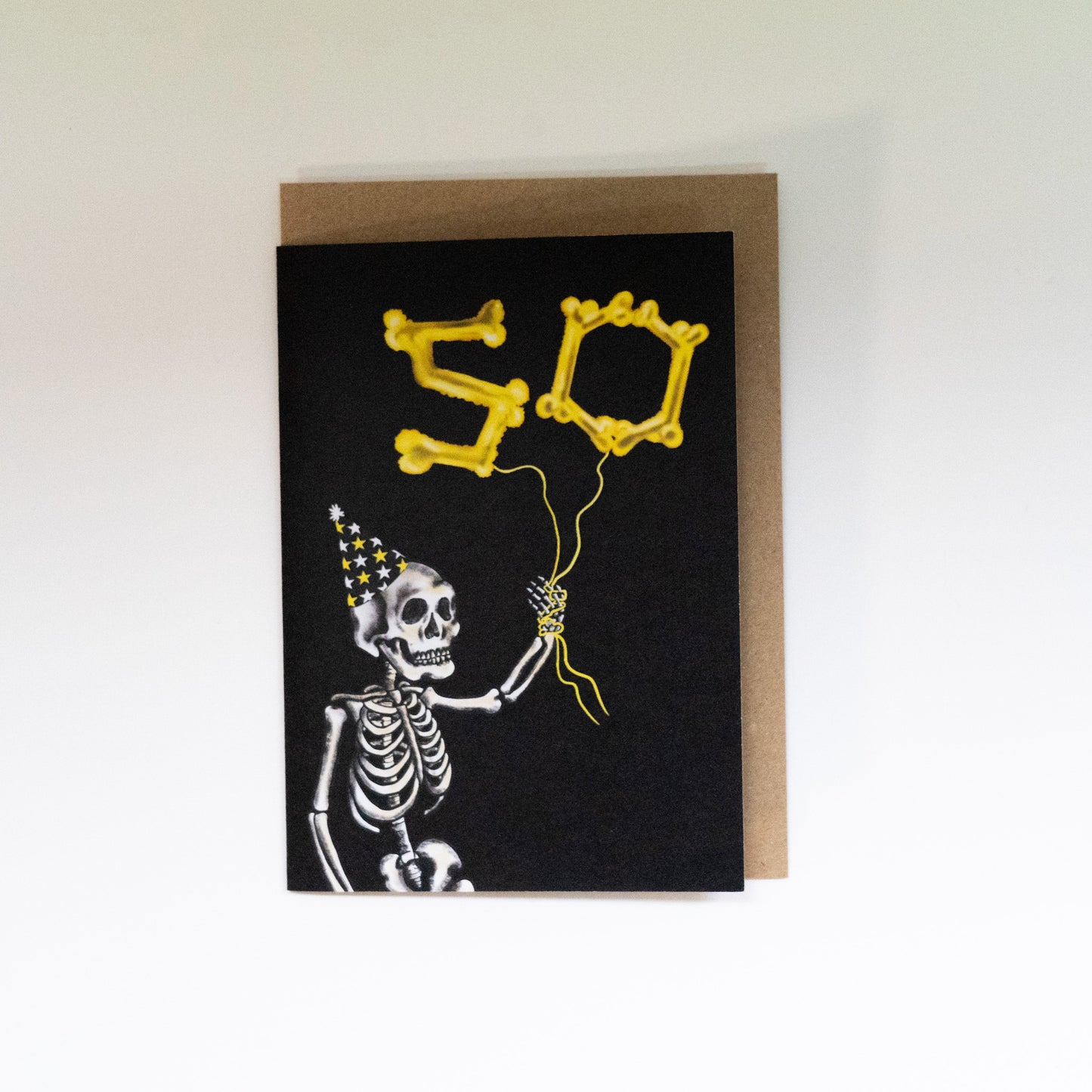 50 Balloon Skeleton Gothic Birthday Card