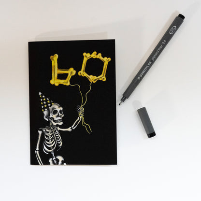 60 Balloon Skeleton Gothic Birthday Card