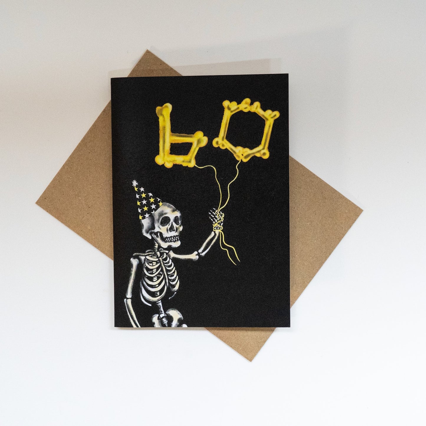 60 Balloon Skeleton Gothic Birthday Card