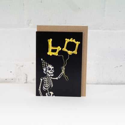 60 Balloon Skeleton Gothic Birthday Card