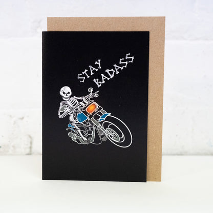 Stay Badass Biker Gothic Greetings Card