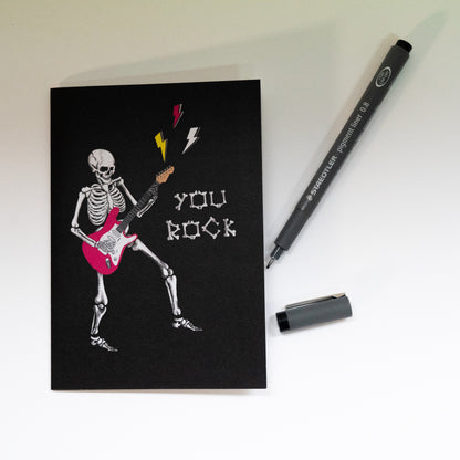 You Rock Skeleton Gothic Greetings Card