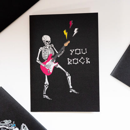 You Rock Skeleton Gothic Greetings Card