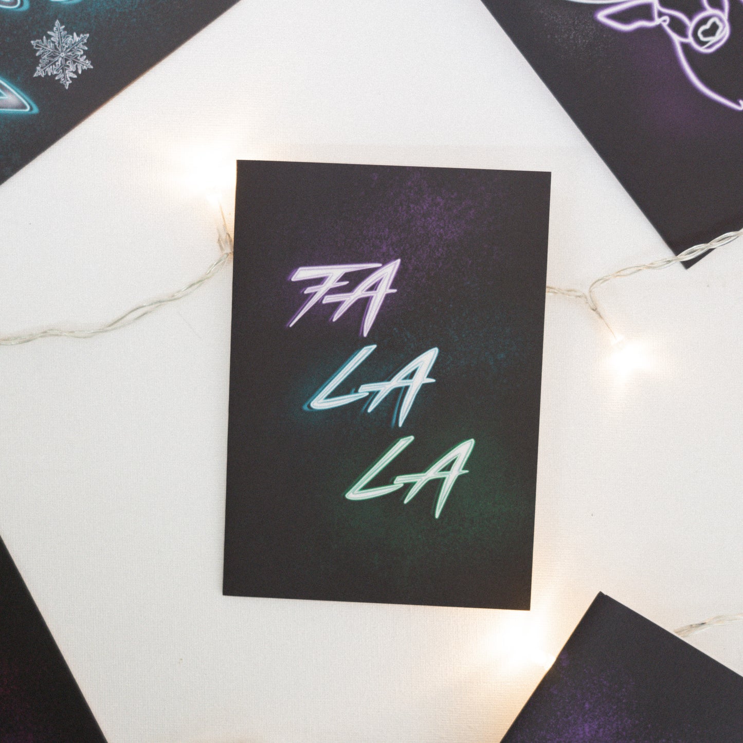 Fa La La Neon Christmas Card