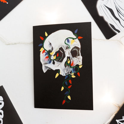 Skull With Lights Gothic Christmas Card