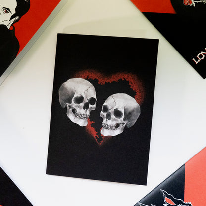 Skull Couple Red Heart Gothic Card
