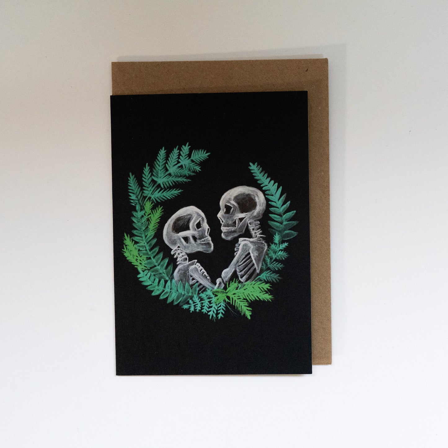 Skull Couple with Wreath Gothic Greetings Card