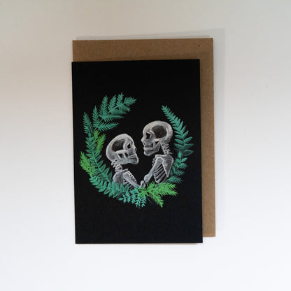 Skull Couple with Wreath Gothic Greetings Card