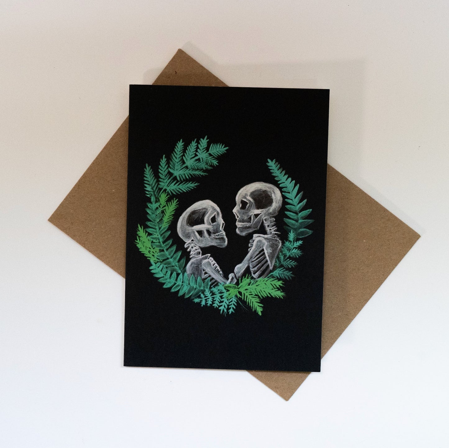 Skull Couple with Wreath Gothic Greetings Card