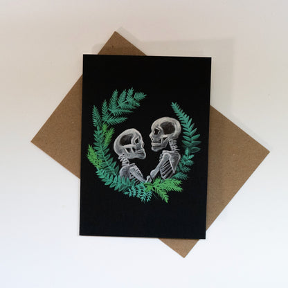 Skull Couple with Wreath Gothic Greetings Card