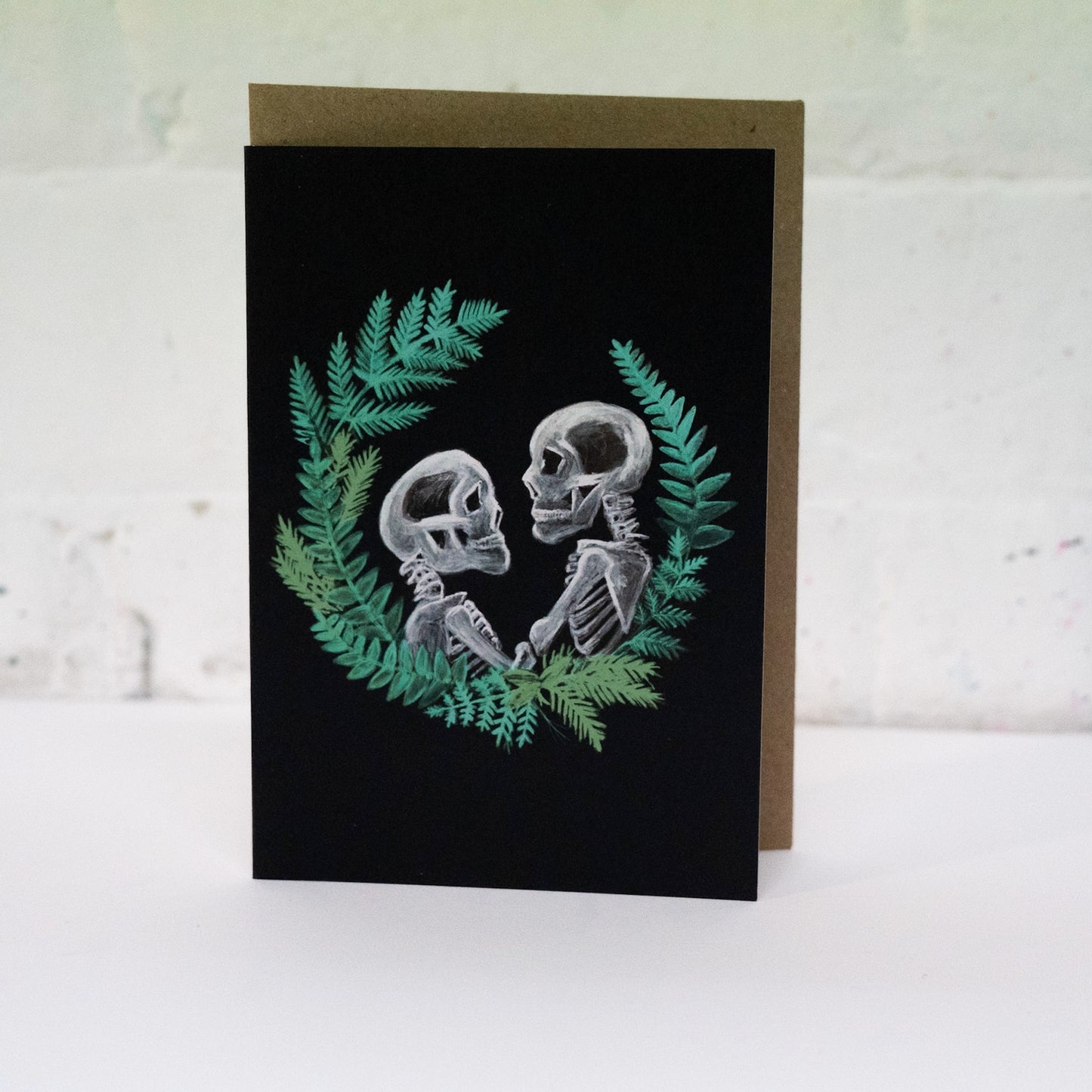Skull Couple with Wreath Gothic Greetings Card