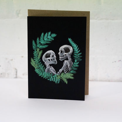 Skull Couple with Wreath Gothic Greetings Card