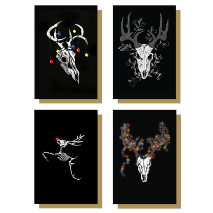 Set of 12 Deer Skull Christmas Cards