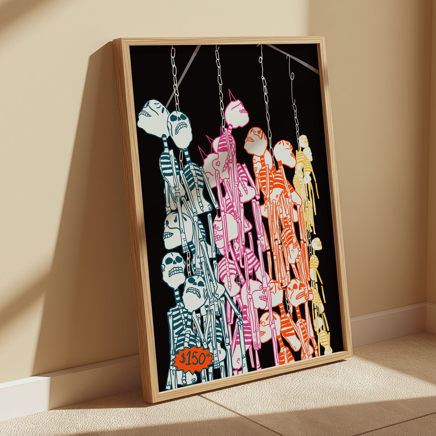 Mexico Market Calacas Skeleton Art Print