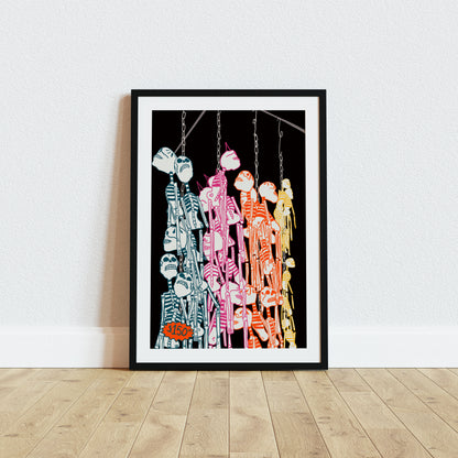 Mexico Market Calacas Skeleton Art Print